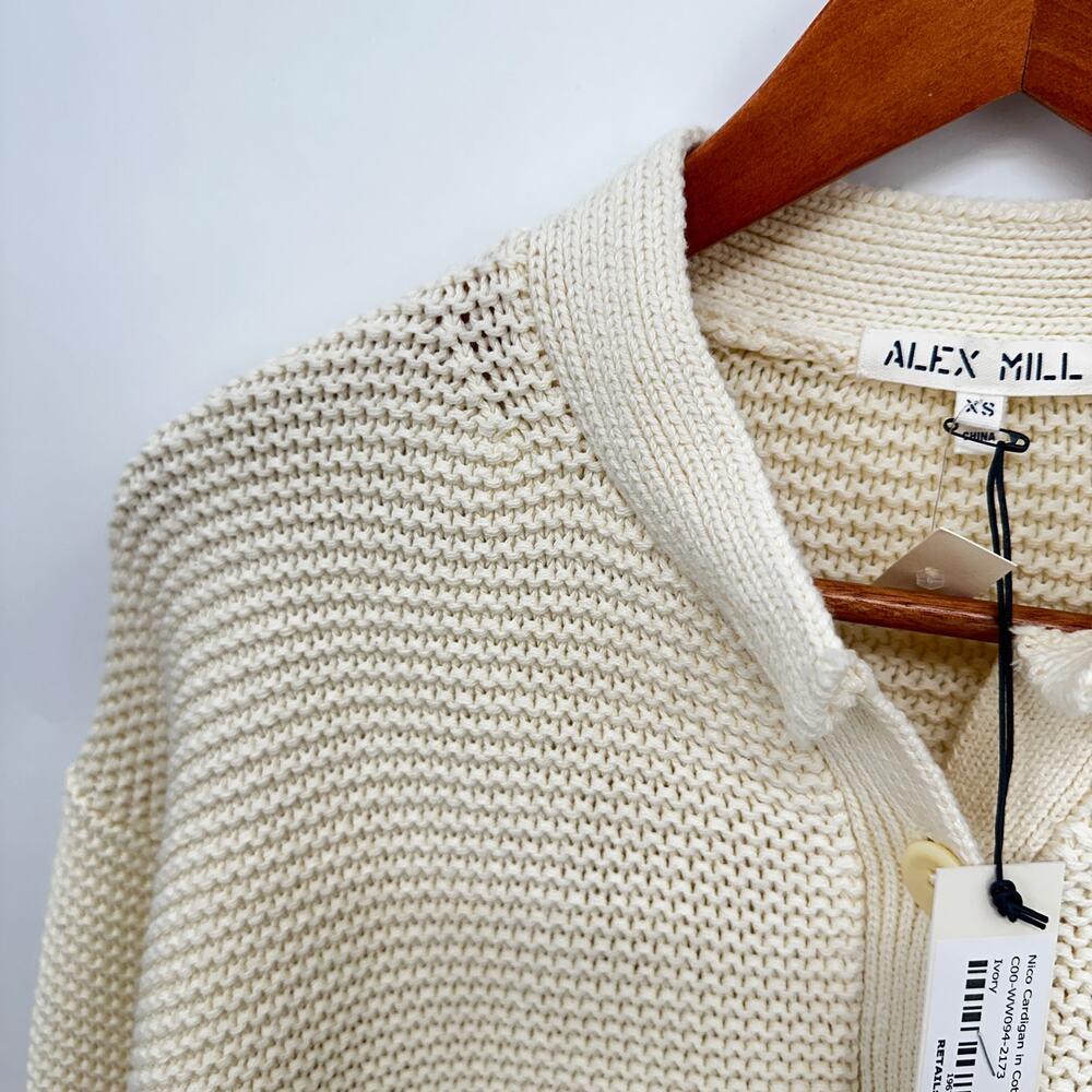 ALEX MILL NWT Evereve Nico Cotton Button Front Cardigan Sweater in Ivory // XS - Picture 8 of 14